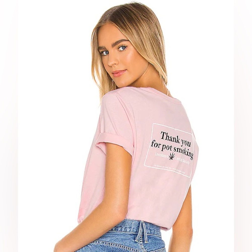 SHLS "Thank you for pot smoking" bubble gum pink tee